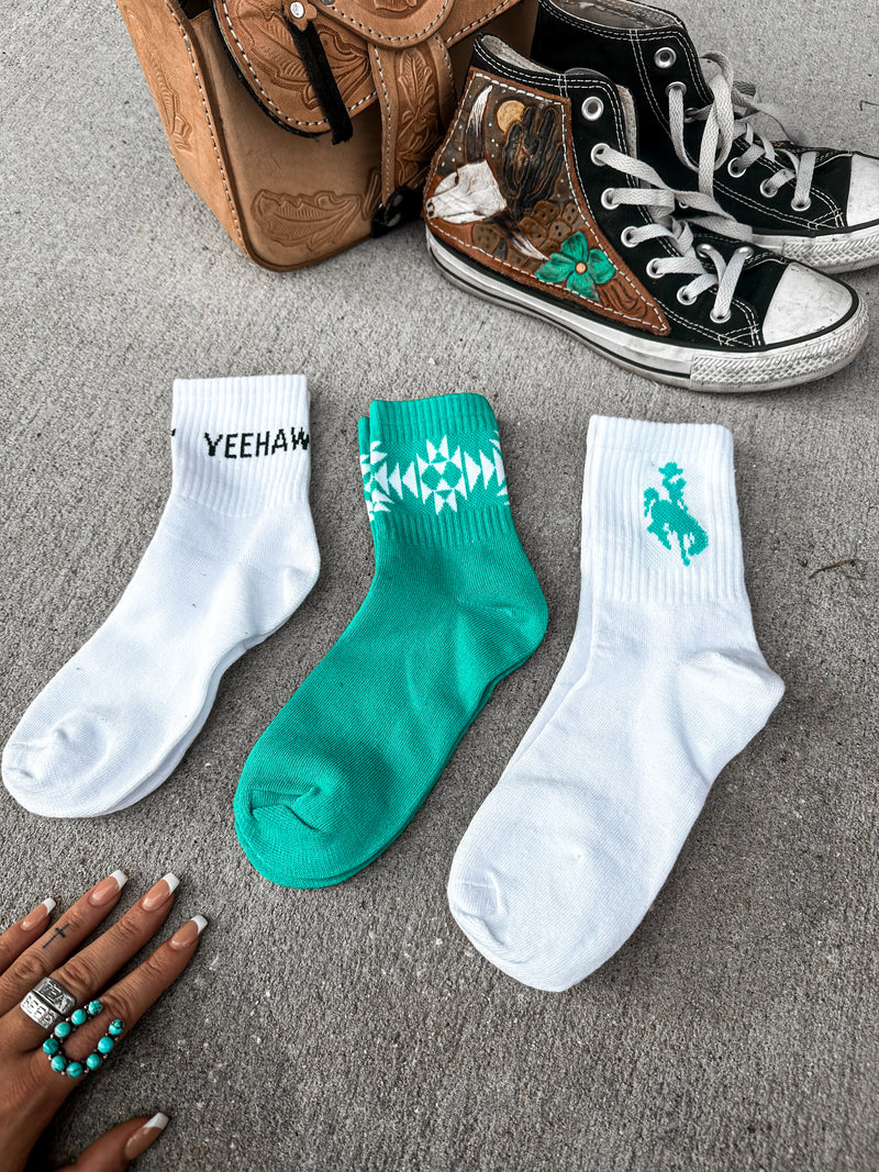 Yeehaw Sock Pack- Turquoise