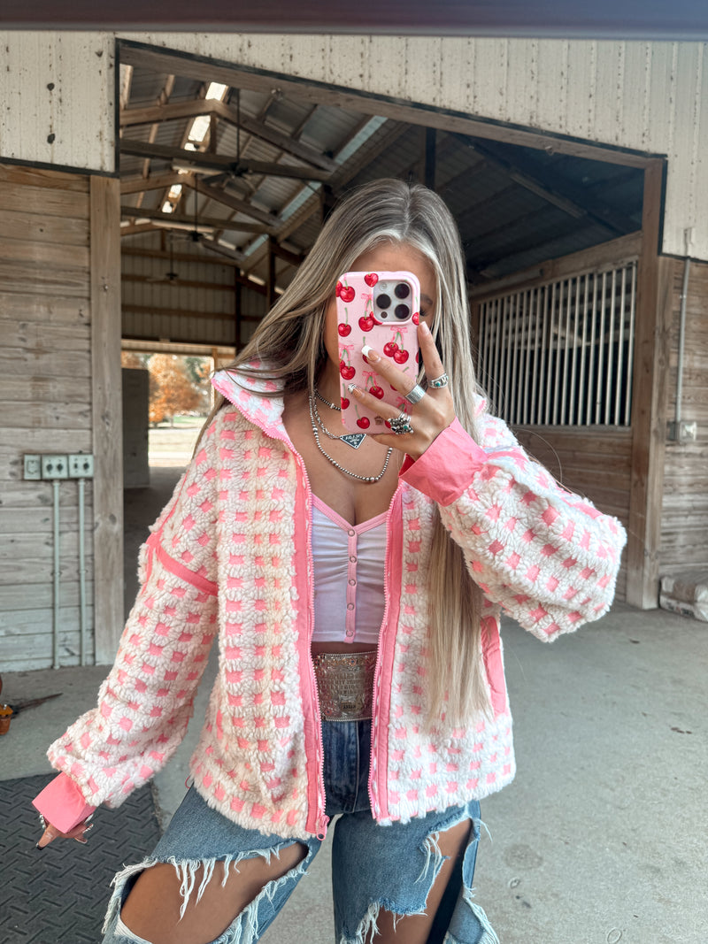 The Camellia Pink Checkered Jacket