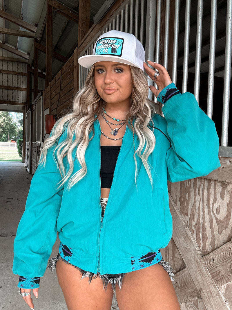 Turquoise Aztec Detailed Jacket