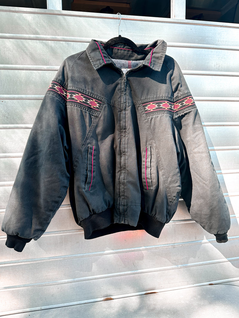 Vintage Black + Maroon Aztec Jacket
