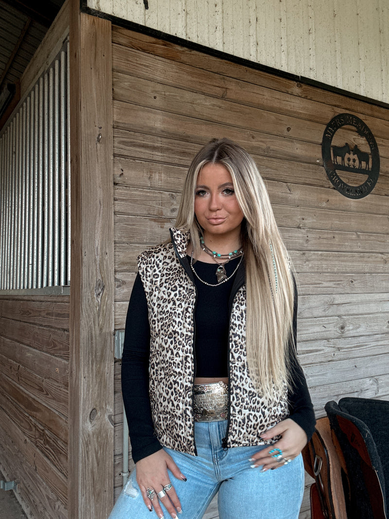 Leopard Puffer Vest