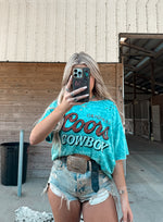 Distressed Coors Tee- Turquoise