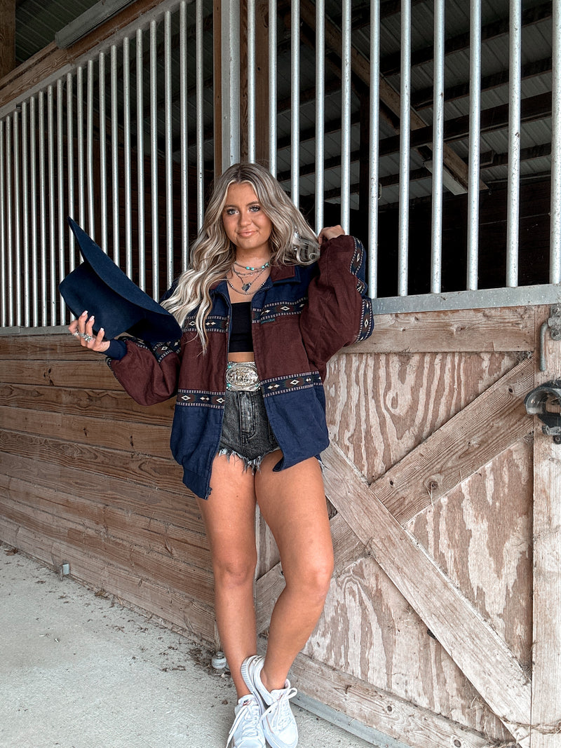 Vintage Maroon/Navy Aztec Jacket