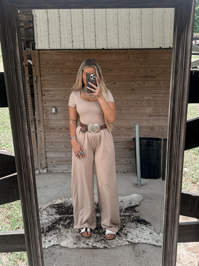 The San Antone Jumpsuit- Taupe