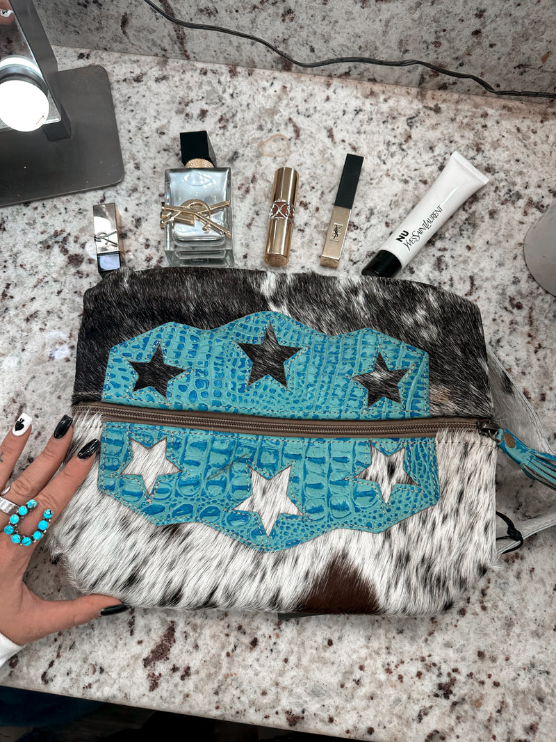 Turquoise Star Makeup Bag