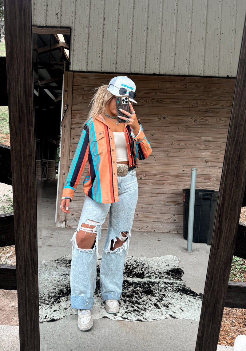 Peach Serape Retro Pearl Snap