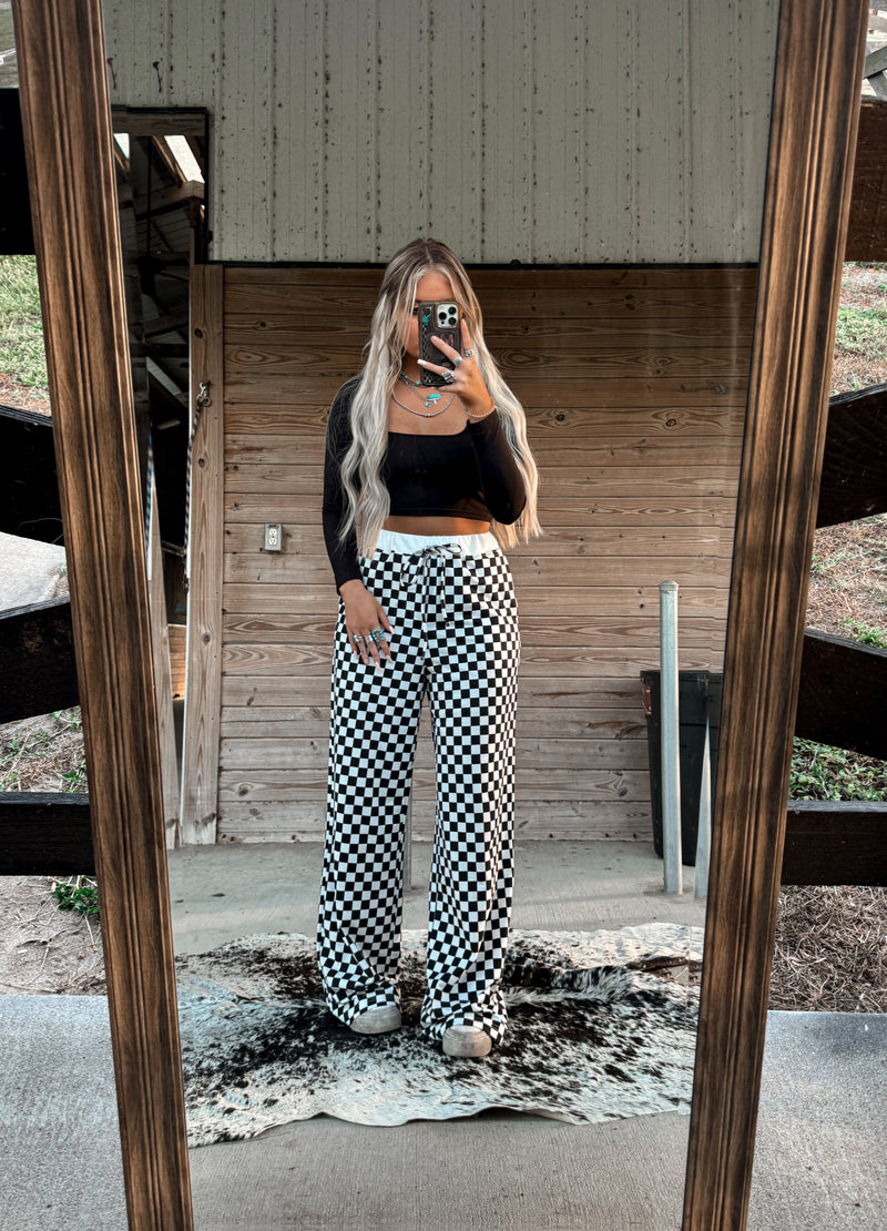 Checkered Wide Leg Pants