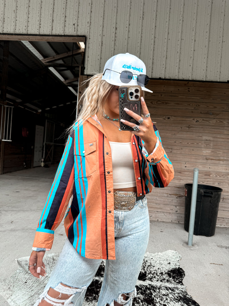 Peach Serape Retro Pearl Snap