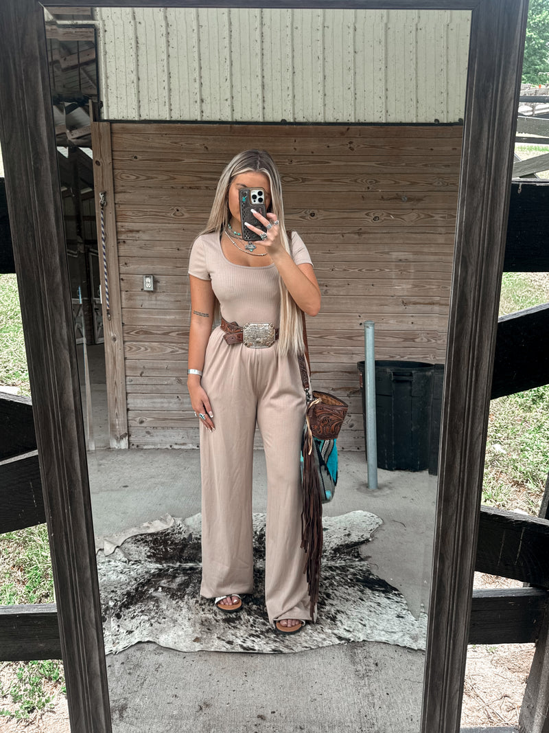 The San Antone Jumpsuit- Taupe
