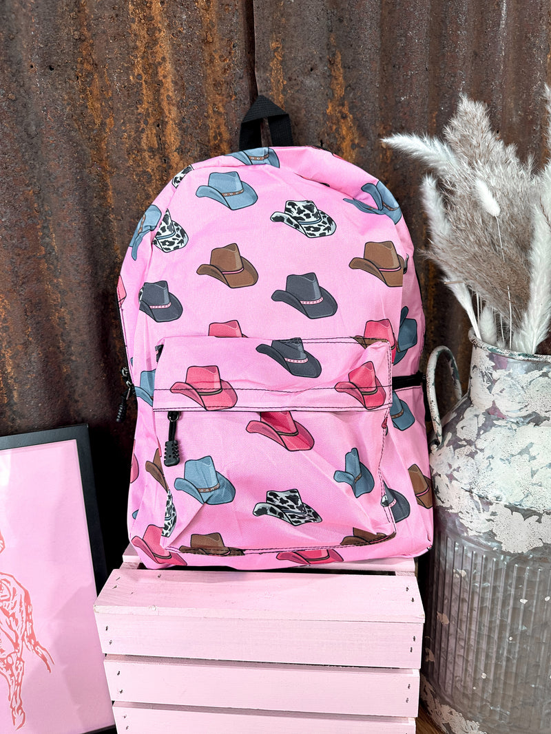 Pink Cowboy Hat Backpack