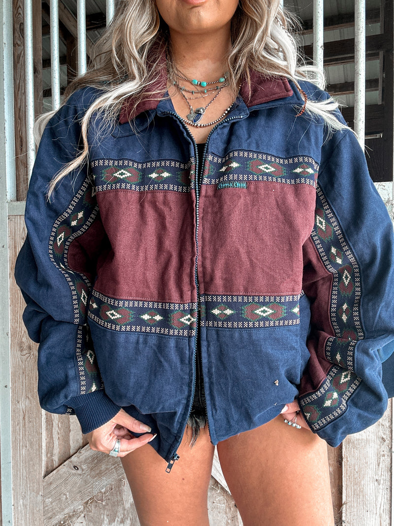 Vintage Maroon/Navy Aztec Jacket