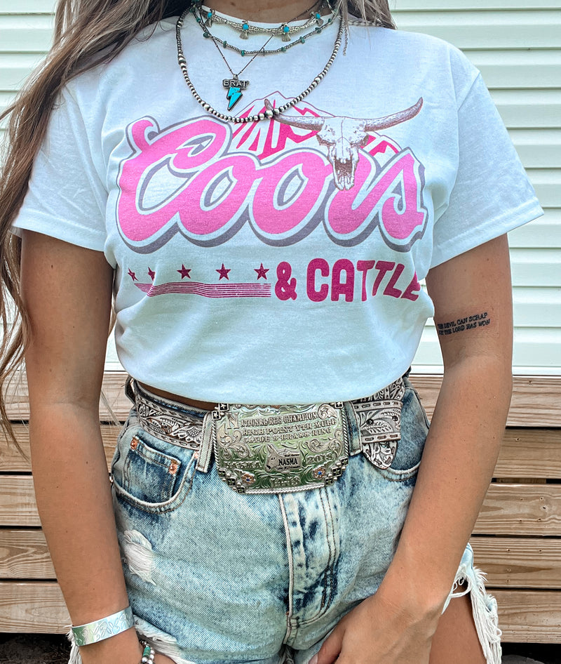 Coors & Cattle Pink Tee