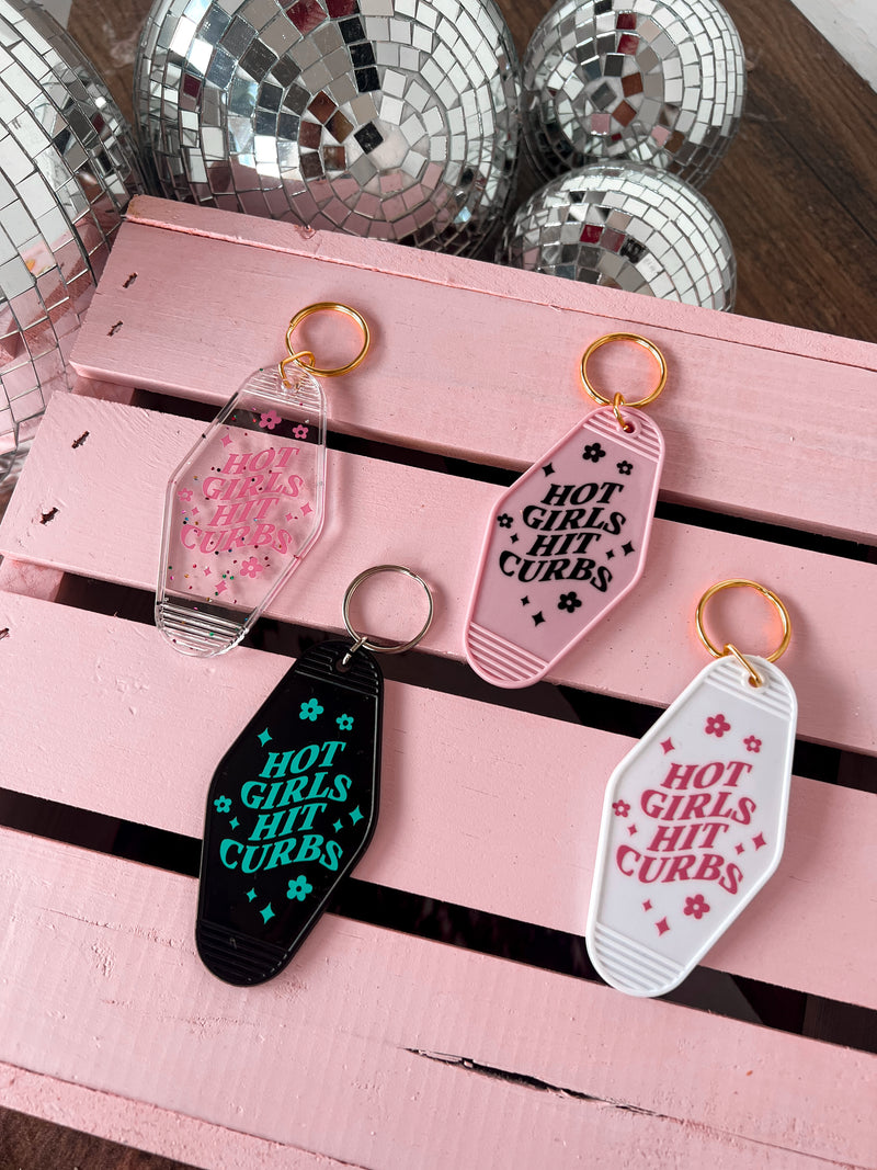 Hot Girls Hit Curbs Keychain