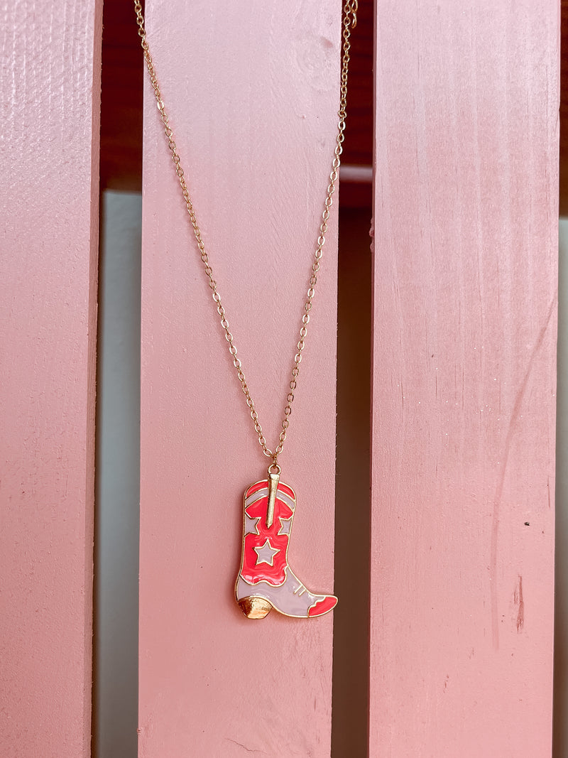 Pink Boot Necklace