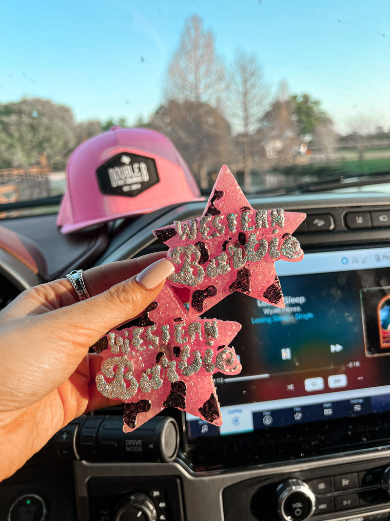 Pink Western Barbie Vent Clip Freshies