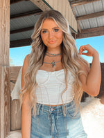The Buckle Bunny Strapless Corset- White