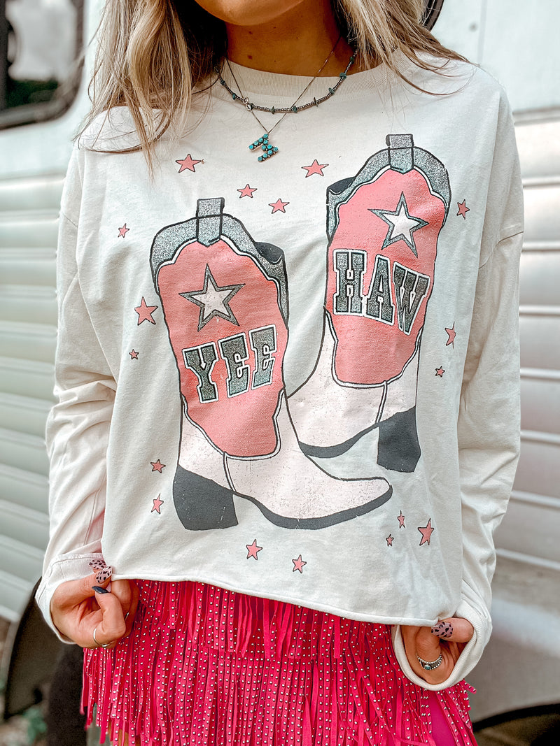 Yeehaw Glitter Boots Tee