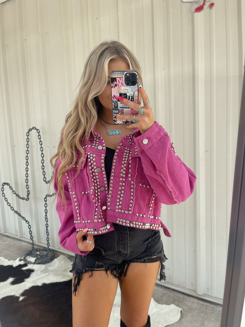 Lucky Number Magenta Studded Shacket