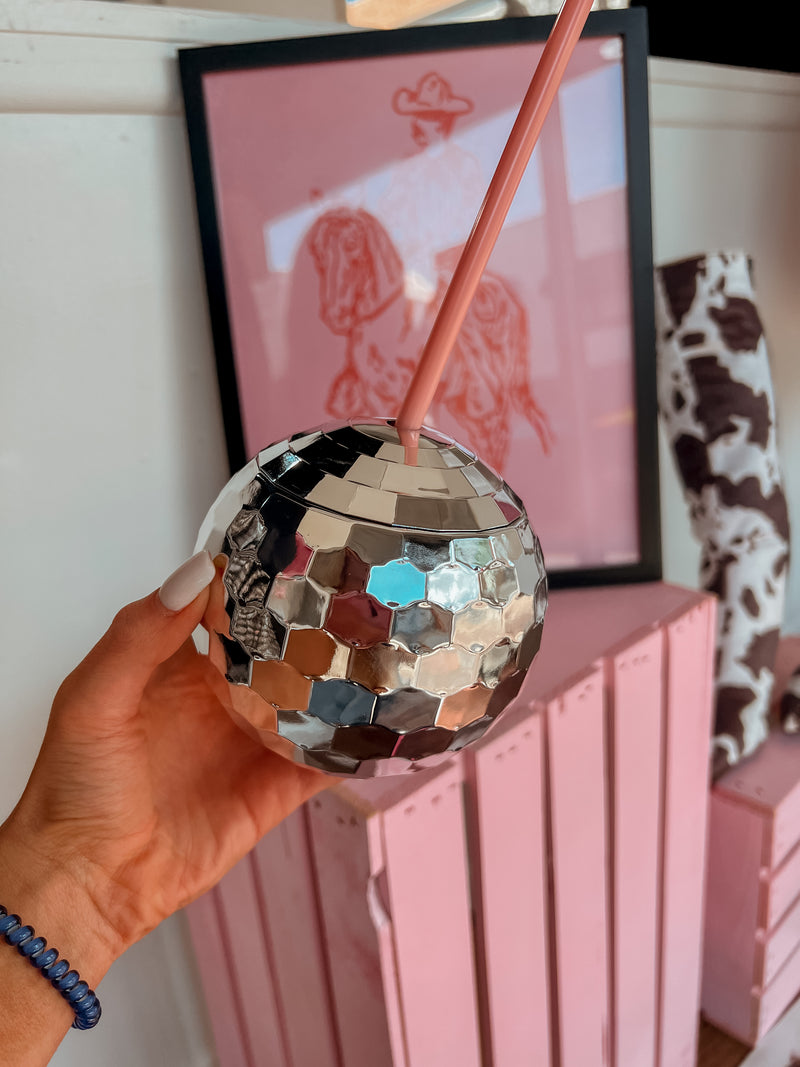 Disco Ball Cup W/ Straw